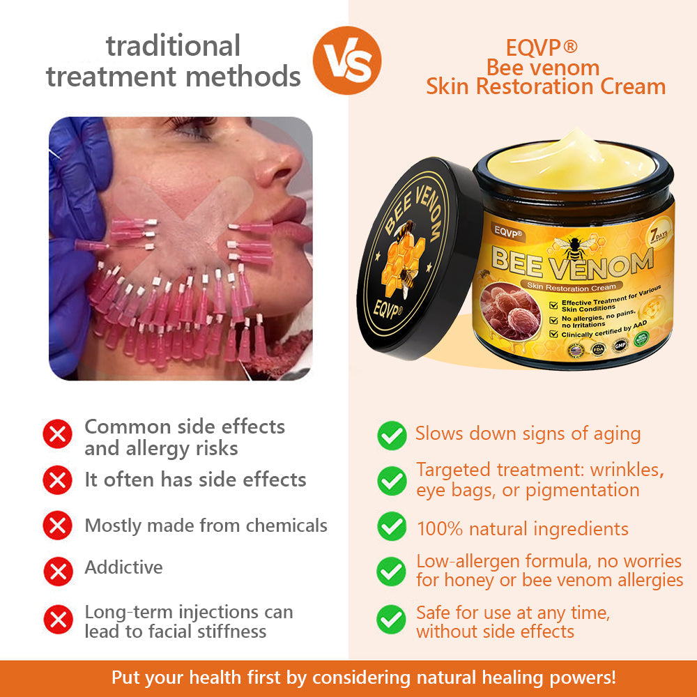 EQVP® 𝘽𝙀𝙀 𝙑𝙀𝙉𝙊𝙈 𝑺𝒌𝒊𝒏 𝑹𝒆𝒔𝒕𝒐𝒓𝒂𝒕𝒊𝒐𝒏 𝑪𝒓𝒆𝒂𝒎 –🐝 Anti-aging,Hydrating, Skin Repair, Even Tone, Acne and Dark Spot Treatment, Wart and Mole Removal, Psoriasis Relief