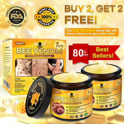 EQVP® 𝘽𝙀𝙀 𝙑𝙀𝙉𝙊𝙈 𝑺𝒌𝒊𝒏 𝑹𝒆𝒔𝒕𝒐𝒓𝒂𝒕𝒊𝒐𝒏 𝑪𝒓𝒆𝒂𝒎 –🐝 Anti-aging,Hydrating, Skin Repair, Even Tone, Acne and Dark Spot Treatment, Wart and Mole Removal, Psoriasis Relief